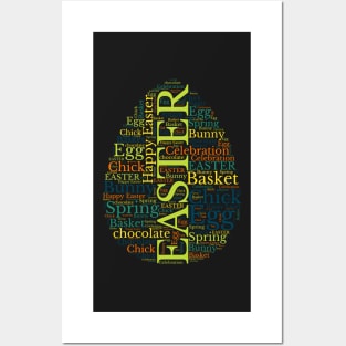 Colorful Words Easter Egg Shape Posters and Art